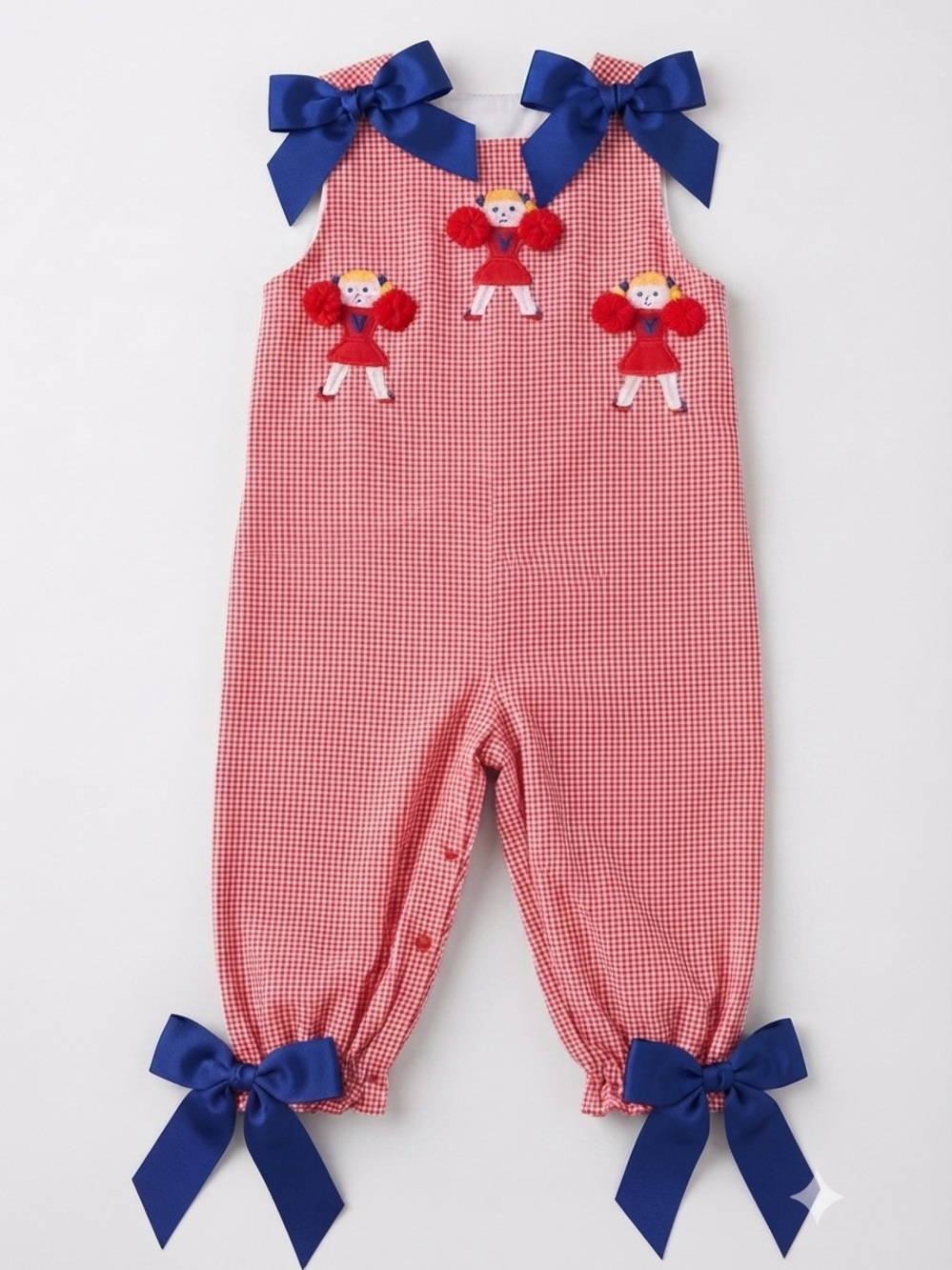 Vintage The Bailey Boys Cheerleader Girls Gingham Romper 9M Southern Prep